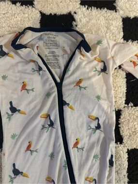 BAMBOO White Footie with Multicolor Toucan Print